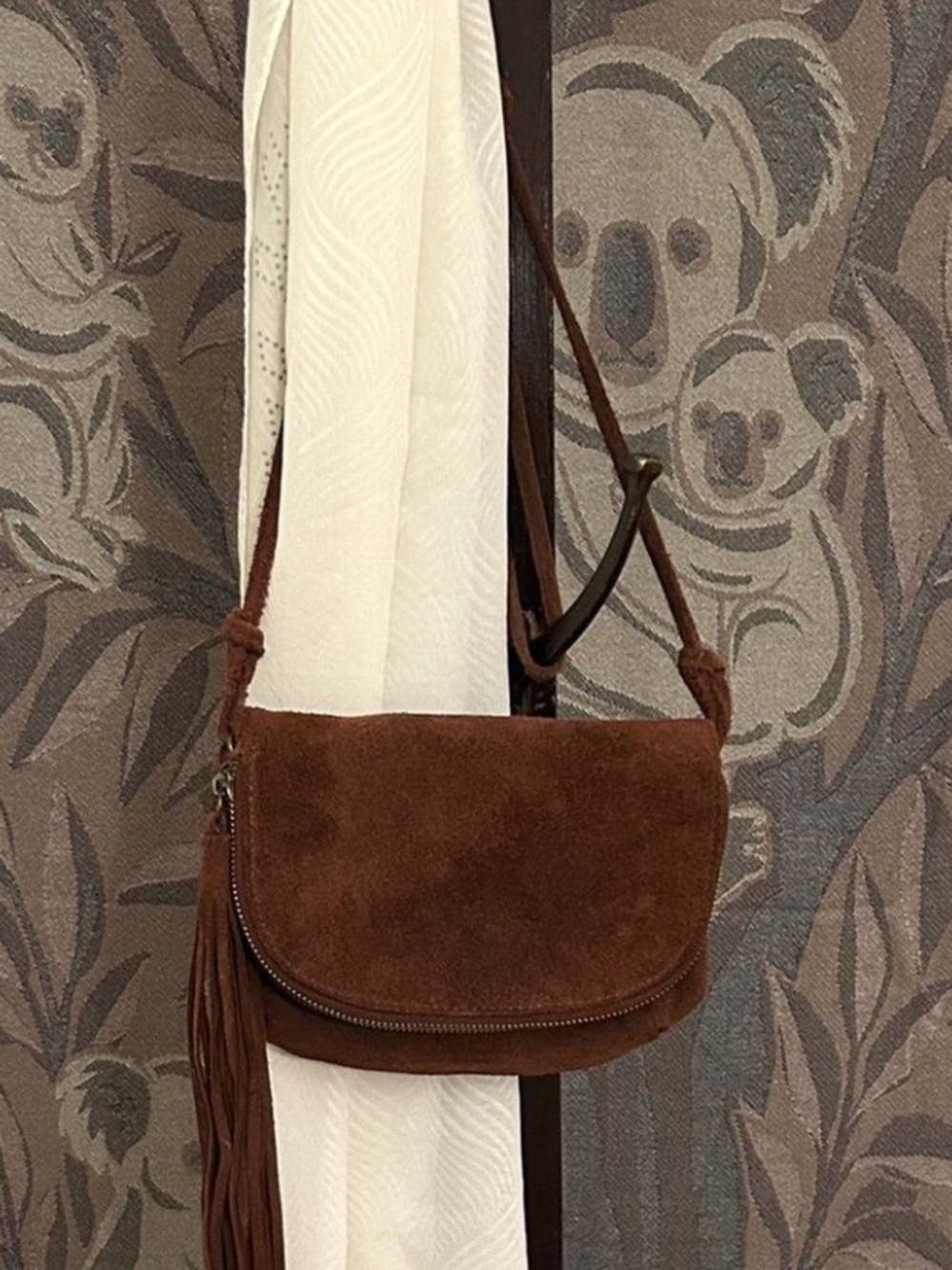 Brown Suede Travel Bag